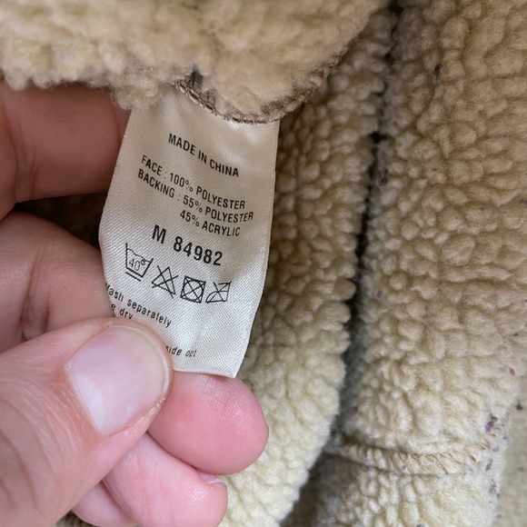 Marlboro Man Coat Mens Large Tan Sherpa Lined Modern NEXT Faux Suede 70s Cowboy - Picture 9 of 12